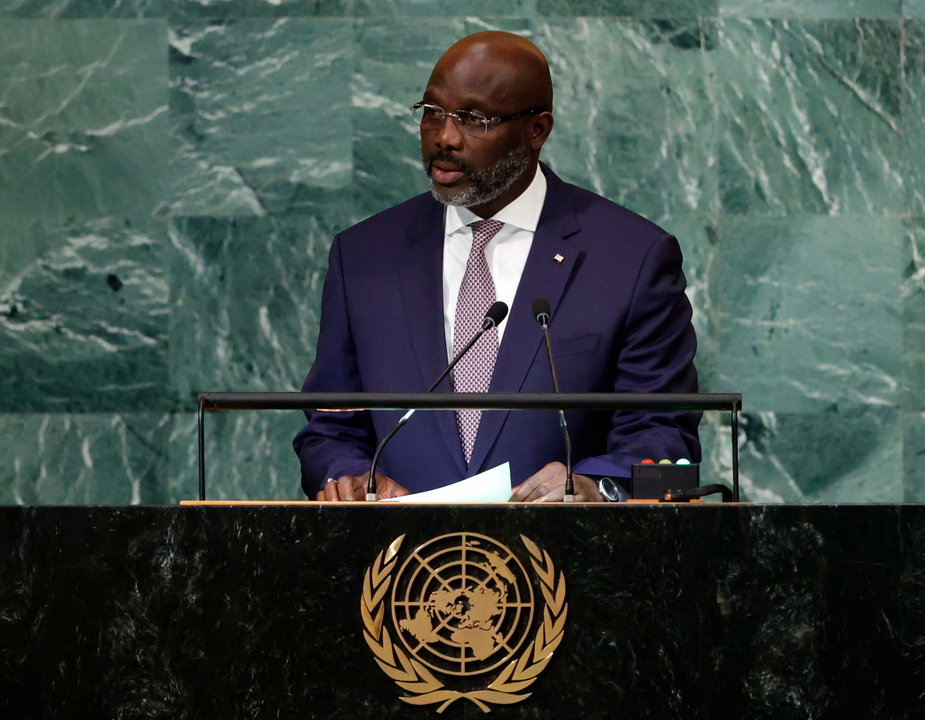 <p>El presidente de Liberia George Weah, en una foto de archivo.EFE/EPA/JASON SZENES</p>